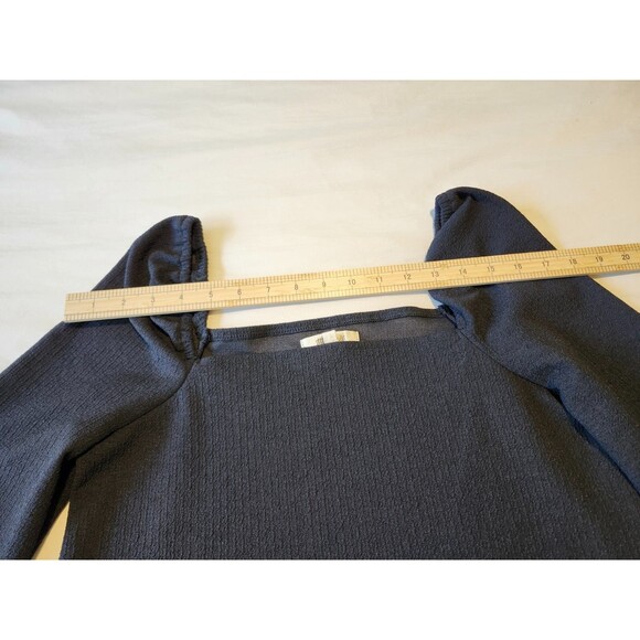 Madewell Textured Black Top Square Neck Long Baloon Sleeve XS Coquette Boho Fall - Picture 9 of 12